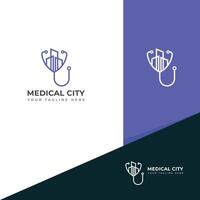 medicinsk stad logotyp design mall. vektor