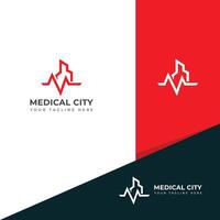 medicinsk stad logotyp design mall. vektor