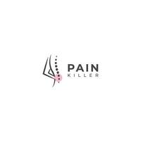 kreativ tillbaka smärta, smärta mördare behandling logotyp design. vektor