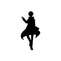 Illustration von Junge Profil Anime Stil, schwarz Silhouette isoliert auf Weiß Hintergrund vektor