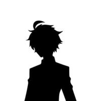 Illustration von Junge Profil Anime Stil, schwarz Silhouette isoliert auf Weiß Hintergrund vektor