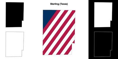 sterling- grevskap, texas översikt Karta uppsättning vektor