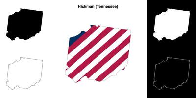 Hickmann Bezirk, Tennessee Gliederung Karte einstellen vektor