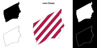 leon grevskap, texas översikt Karta uppsättning vektor