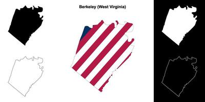 Berkeley Bezirk, Westen Virginia Gliederung Karte einstellen vektor