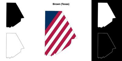 brun grevskap, texas översikt Karta uppsättning vektor