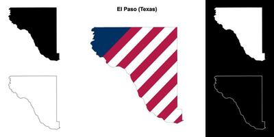 el Paso Bezirk, Texas Gliederung Karte einstellen vektor