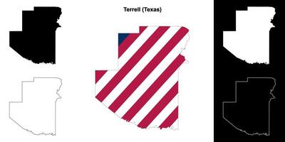 terrell Bezirk, Texas Gliederung Karte einstellen vektor