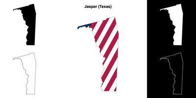 Jaspis Bezirk, Texas Gliederung Karte einstellen vektor