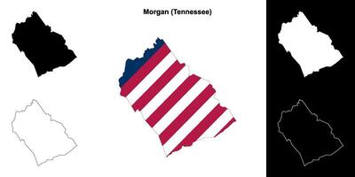 Morgan Bezirk, Tennessee Gliederung Karte einstellen vektor