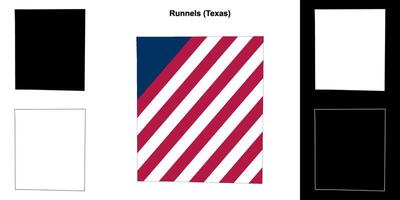 runnels grevskap, texas översikt Karta uppsättning vektor