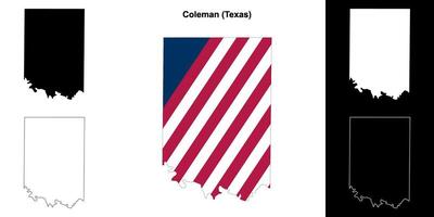 Coleman Bezirk, Texas Gliederung Karte einstellen vektor