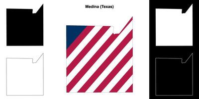 medina grevskap, texas översikt Karta uppsättning vektor