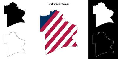 Jefferson Bezirk, Texas Gliederung Karte einstellen vektor