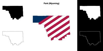 Park Bezirk, Wyoming Gliederung Karte einstellen vektor