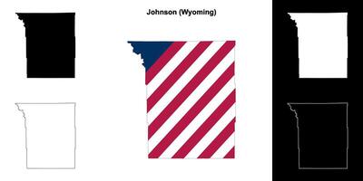 Johnson Bezirk, Wyoming Gliederung Karte einstellen vektor