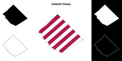caldwell grevskap, texas översikt Karta uppsättning vektor