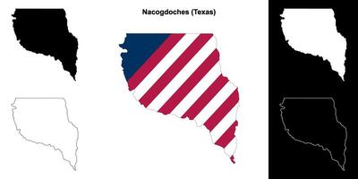 nacogdoches grevskap, texas översikt Karta uppsättning vektor