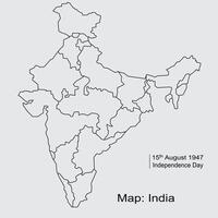 Indien Karta av svart kontur kurvor av illustration vektor