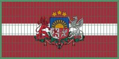 Illustration von das lettisch Flagge unter das Gitter. das Konzept von Isolationismus. Nein Krieg. vektor
