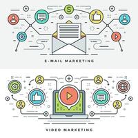 eben Linie Email und Marketing Konzept Illustration vektor