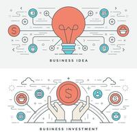 platt linje företag aning och investering. illustration. modern tunn linjär stroke ikoner. vektor