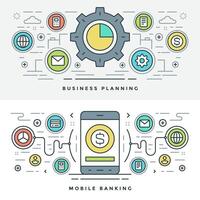 platt linje företag planera och bankverksamhet. illustration. vektor