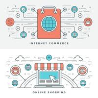 eben Linie Internet Handel und online Einkaufen. Illustration. vektor