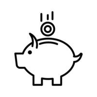 schwarz Linie Symbol Schwein Bank isoliert auf Weiß Hintergrund vektor