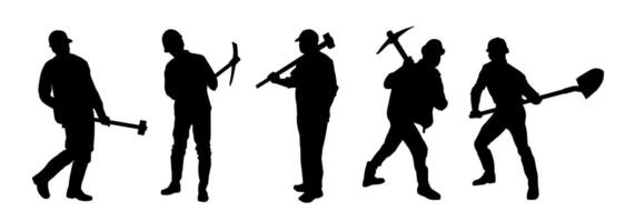 Silhouette Gruppe von männlich Arbeitskräfte mit ihr Werkzeuge vektor