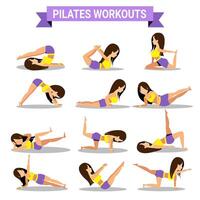 einstellen von Pilates Workouts Design vektor