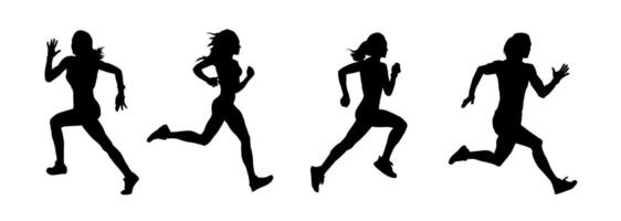 Silhouette Sammlung von Frauen Laufen Pose. Silhouette von sportlich Frauen im Laufen Pose. vektor