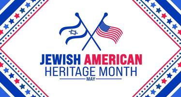 Maj är jewish amerikan arv månad bakgrund design mall med förenad stat och Israel jewish flagga. använda sig av till bakgrund, baner, plakat, kort, och affisch design mall. illustration vektor