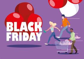 Gruppe von Menschen mit Black Friday-Label vektor