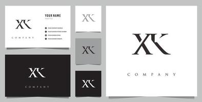 initial xk-logotyp och visitkort vektor