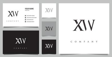 initial xw-logotyp och visitkort vektor