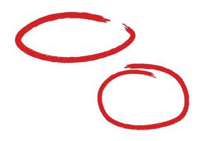 uppsättning av hand dragen röd cirkel, borsta stroke stryknings vektor