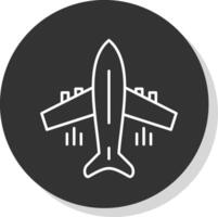 fliegend Flugzeug Linie grau Kreis Symbol vektor