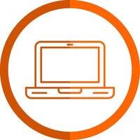 Laptop Computer Linie Orange Kreis Symbol vektor