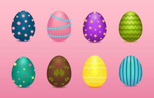 en uppsättning av dekorerad påsk ägg i annorlunda färger vektor