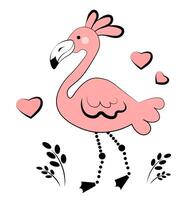Rosa Flamingo auf Weiß Hintergrund. Gekritzel vektor