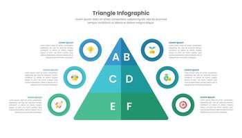 eben Dreieck Infografik mit 6 Optionen zum Geschäft Präsentation. vektor