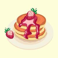 Erdbeere Frühstück Pfannkuchen vektor