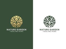 lyx guld natur trädgård logotyp design vektor