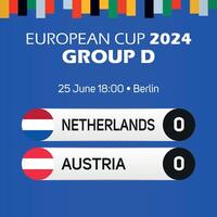 Niederlande vs. Österreich europäisch Fußball Meisterschaft Gruppe d Spiel Anzeigetafel Banner Euro Deutschland 2024 vektor