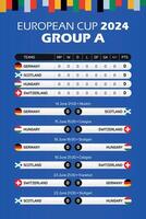 2024 Tyskland europeisk fotboll mästerskap match schema affisch för skriva ut webb och social media grupp en vektor