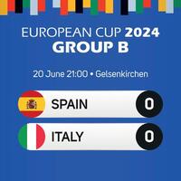 Spanien mot Italien europeisk fotboll mästerskap grupp b match tavlan baner euro Tyskland 2024 vektor