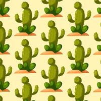 mönster med tecknad serie kaktus. grön kaktus, taggig växt. öken- växt. mönster för textil, omslag papper, bakgrund. vektor