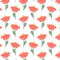 blommig mönster. röd blomma i platt stil. mönster för textil, omslag papper, bakgrund. vektor