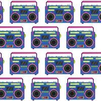 mönster med en retro tejp inspelare. boombox i platt stil. mönster för textil, omslag papper, bakgrund. vektor